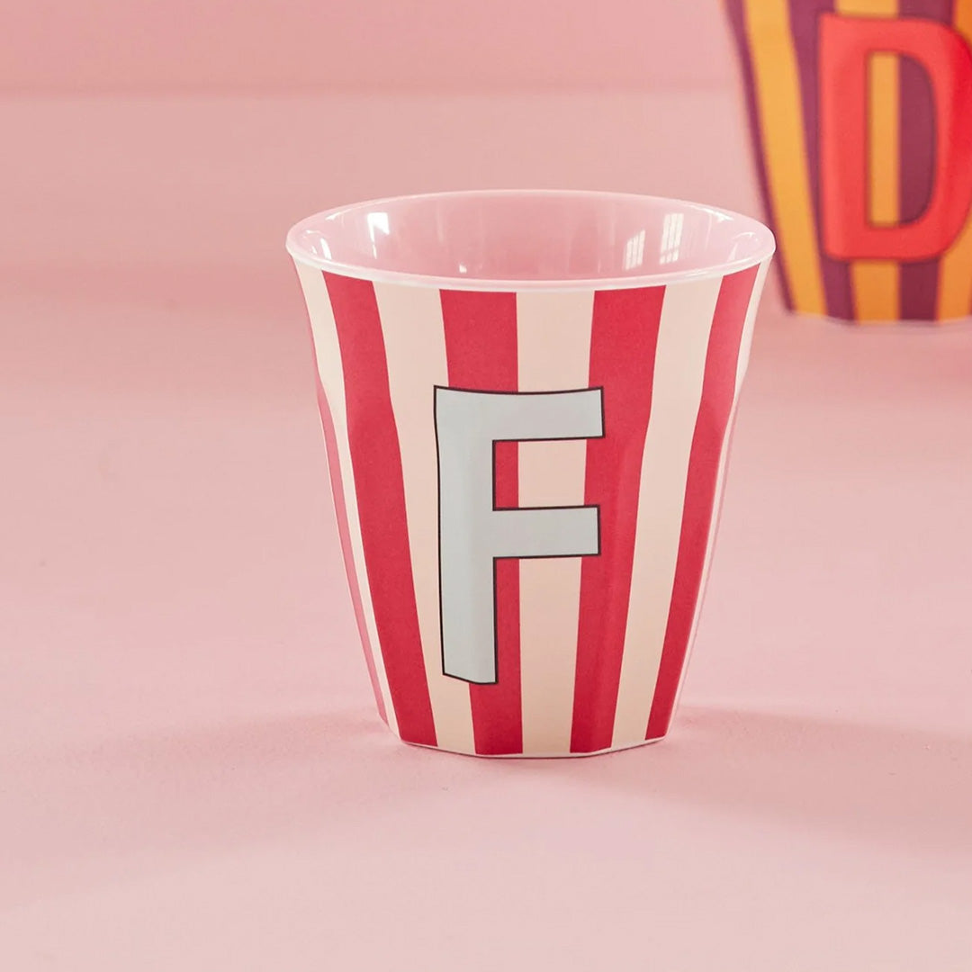 rice alf2abetbeker F - streepjes - roze - 250 ml | MELCU-ALPSTRFI | 