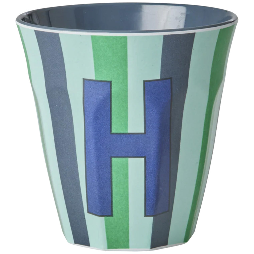 rice alfabetbeker H - streepjes - groen - 250 ml | MELCU-ALPSTRHB | 1