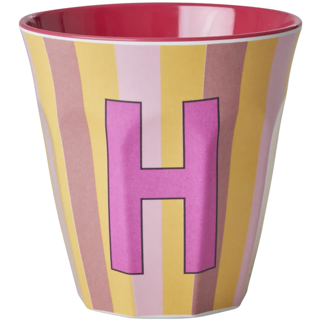 rice alfabetbeker H - streepjes - roze - 250 ml | MELCU-ALPSTRHI | 1