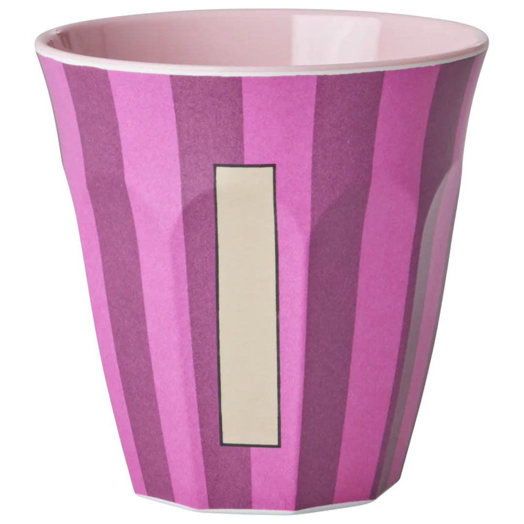 rice alfabetbeker I - streepjes - roze - 250 ml | MELCU-ALPSTRII | 1