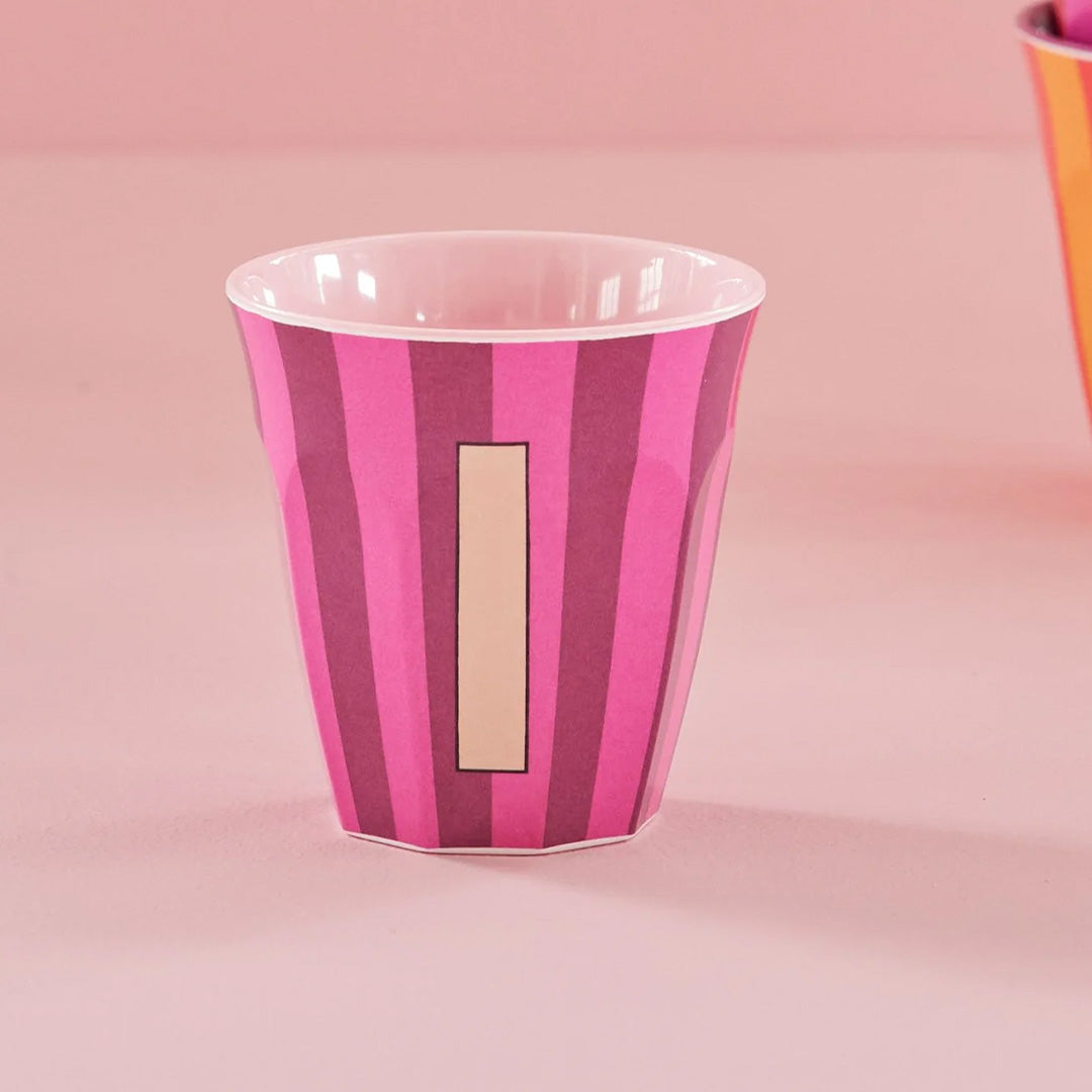 rice alfabetbeker I - streepjes - roze - 250 ml | MELCU-ALPSTRII | 2