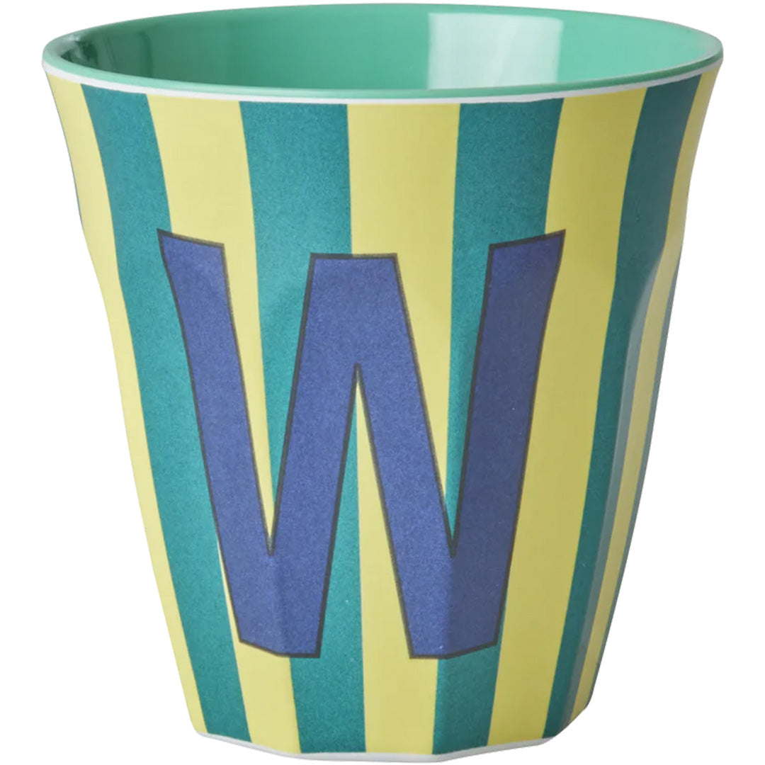 rice alfabetbeker W - streepjes - groen - 250 ml | MELCU-ALPSTRWB | 1