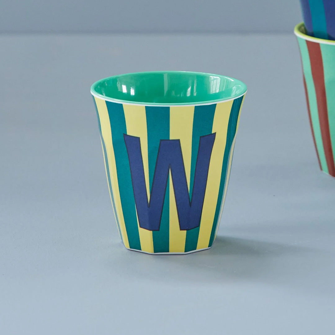 rice alfabetbeker W - streepjes - groen - 250 ml | MELCU-ALPSTRWB | 2