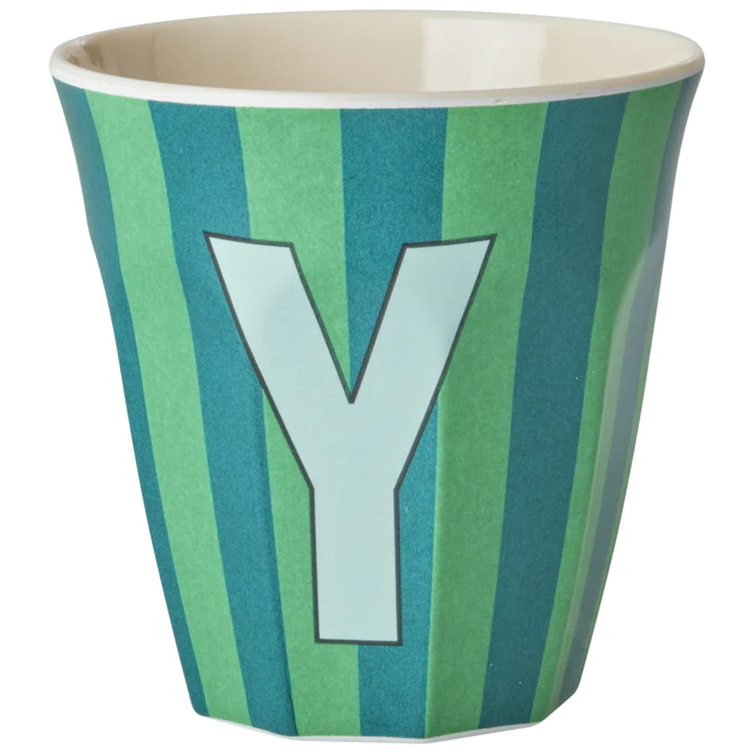 rice alfabetbeker Y - streepjes - groen - 250 ml | MELCU-ALPSTRYB | 1