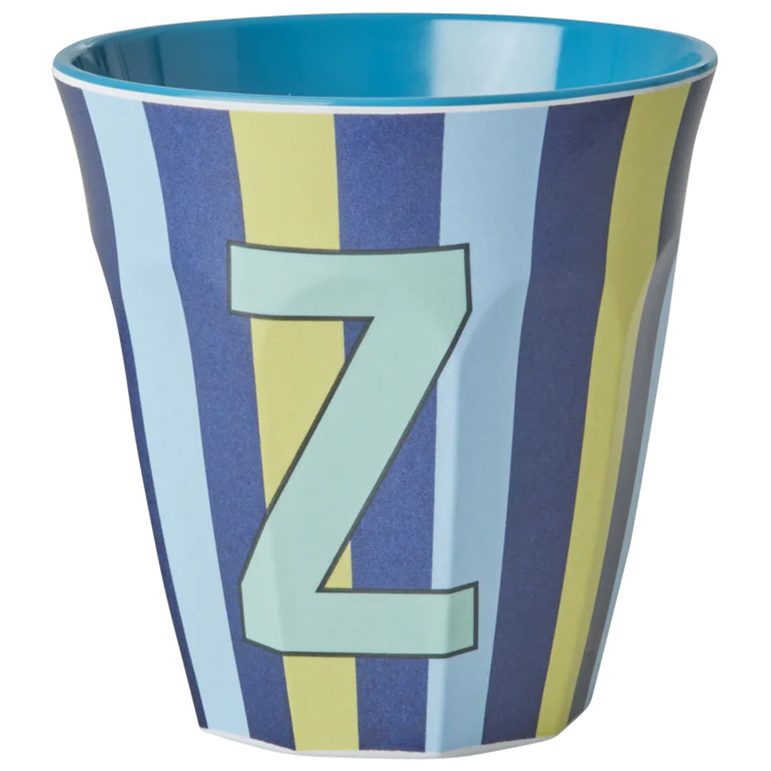 rice alfabetbeker Z - streepjes - blauw - 250 ml | MELCU-ALPSTRZB | 1