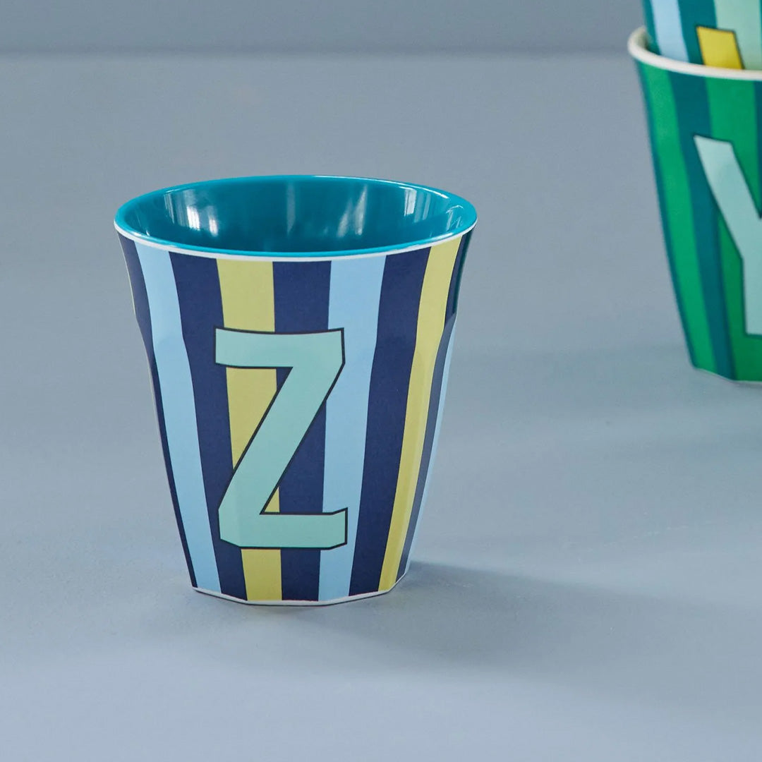rice alfabetbeker Z - streepjes - blauw - 250 ml | MELCU-ALPSTRZB | 2