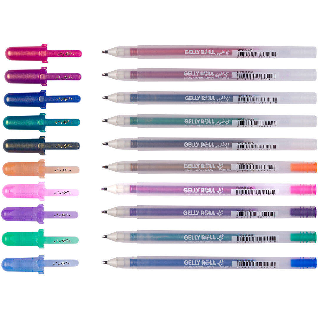 sakura gelpennen gold and silver shadow - 10st | POXPGBSHA10 | 3