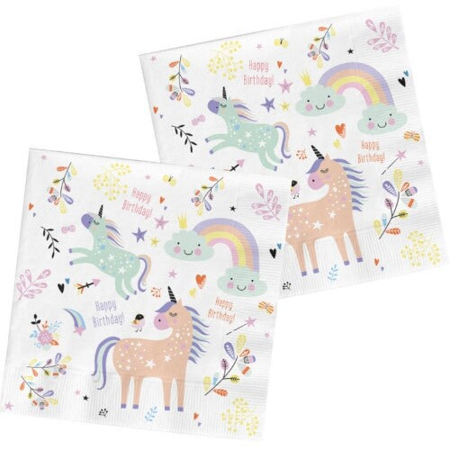 servetten eenhoorns en regenbogen - 20st  | 68349 | 0