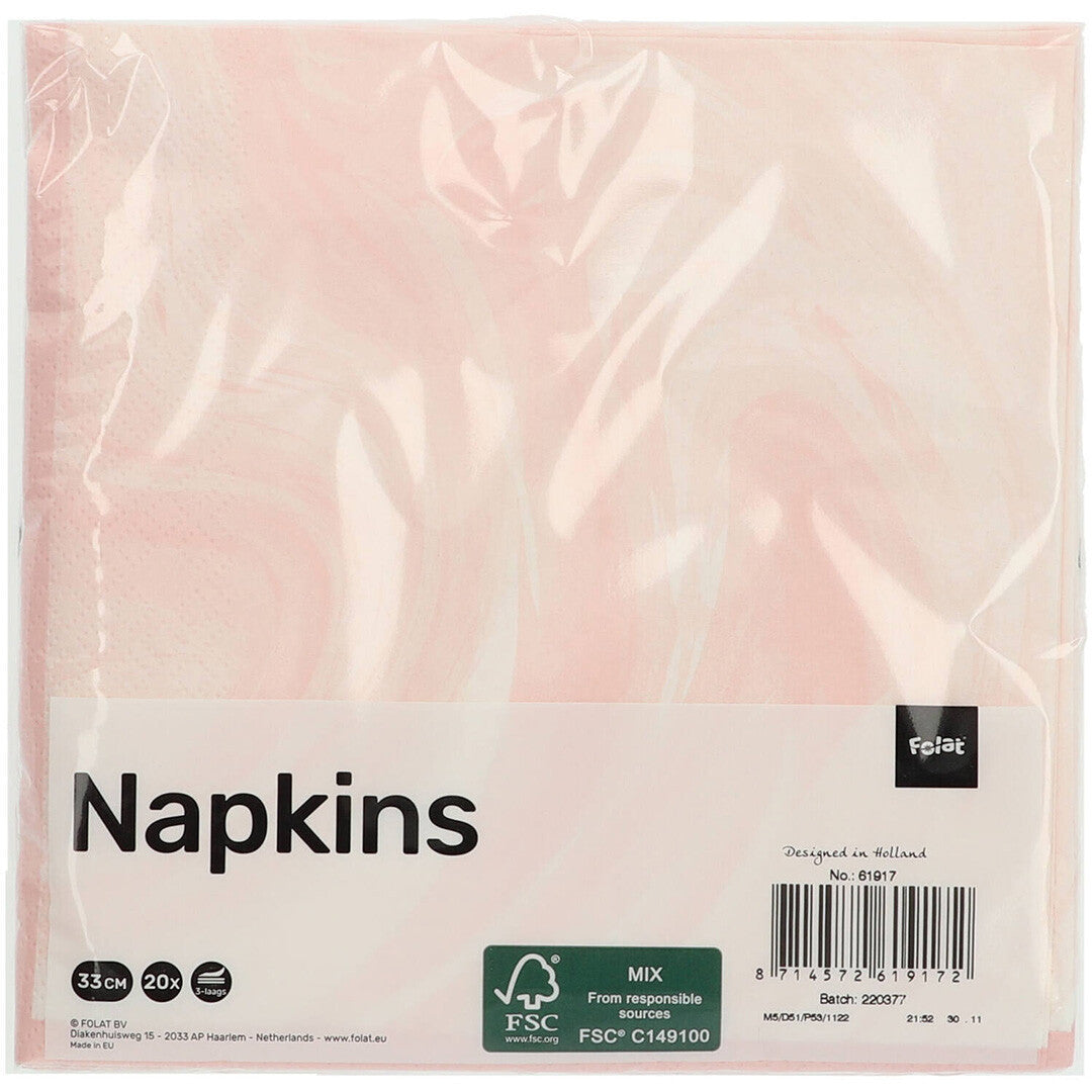 servetten marble pink - 20st | 61917 | 1
