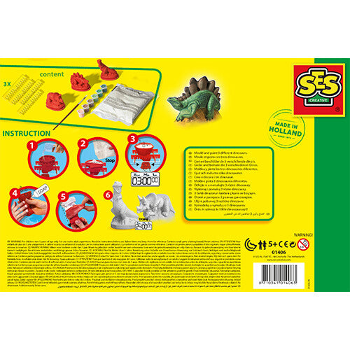 ses creative gips- en verfpakket - dino's - 3st | 1406 | 4