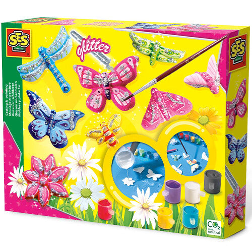 ses creative gips- en verfpakket - vlinders en glitter- 8st | 01131 | 0