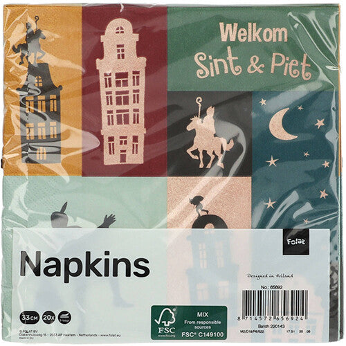 sinterklaas servetten welkom sint en piet - 20st  | 65692 | 3