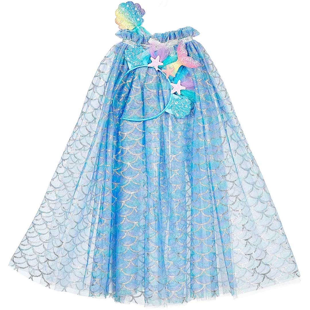 souza for kids verkleedcape zeemeermin met toverstaf en diadeem - 3-4 jaar | 101058 | 1