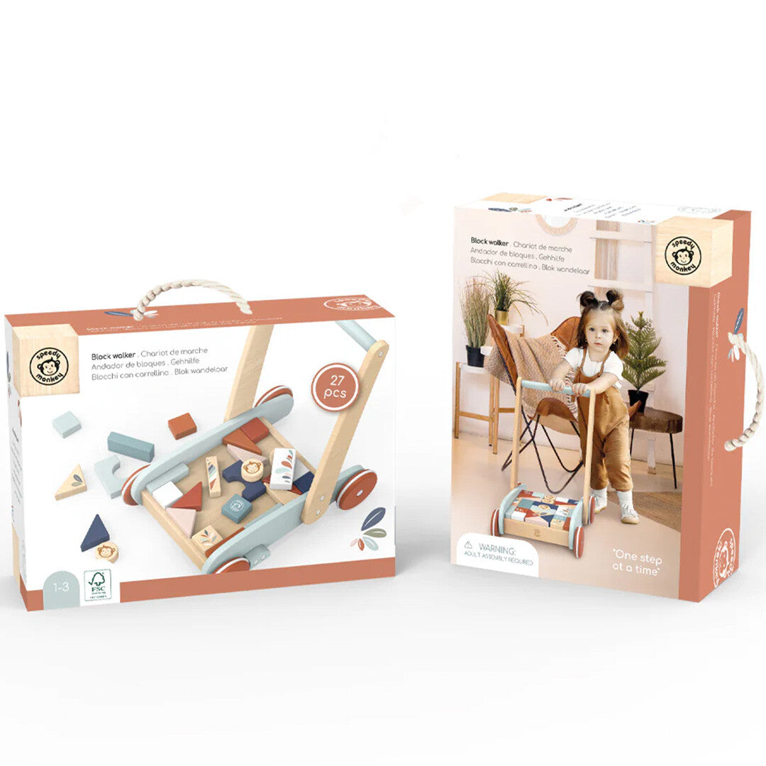 speedy monkey loopwagen met blokken - 27st | SP1005 | 3