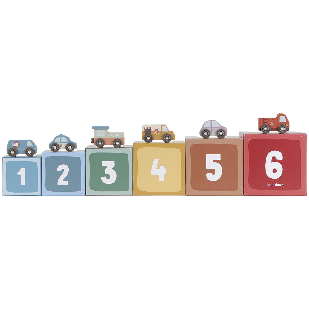 little dutch stapelblokken met auto's - 12-delig | LD2525 | 4