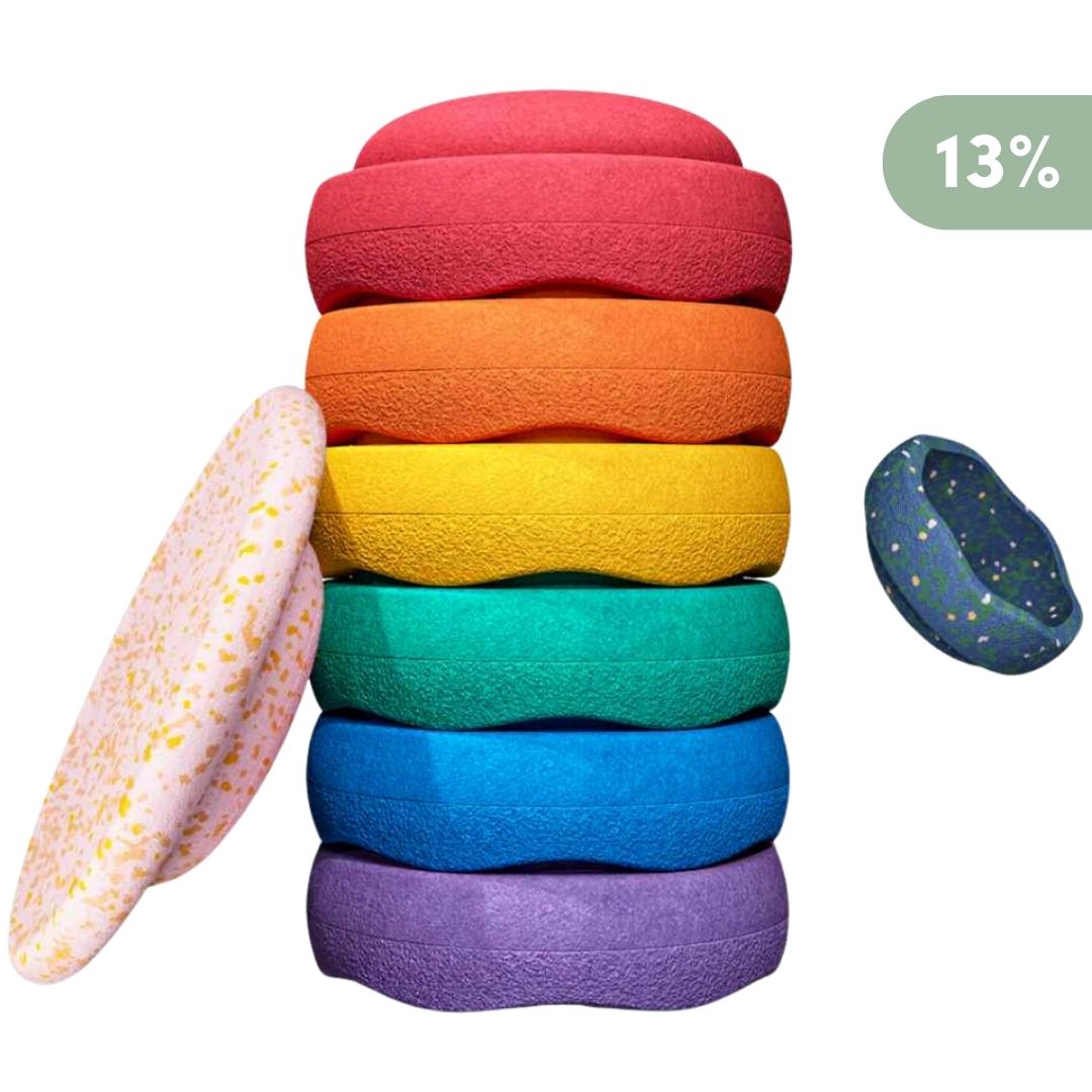 stapelstein rainbow met petal balance board - classic + gratis mini