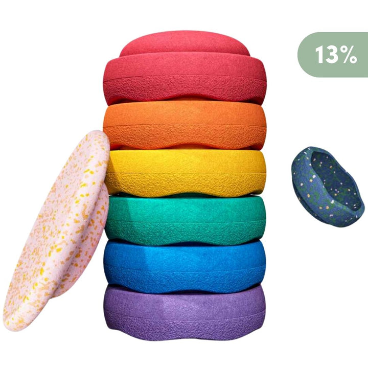 stapelstein rainbow met petal balance board - classic + gratis mini