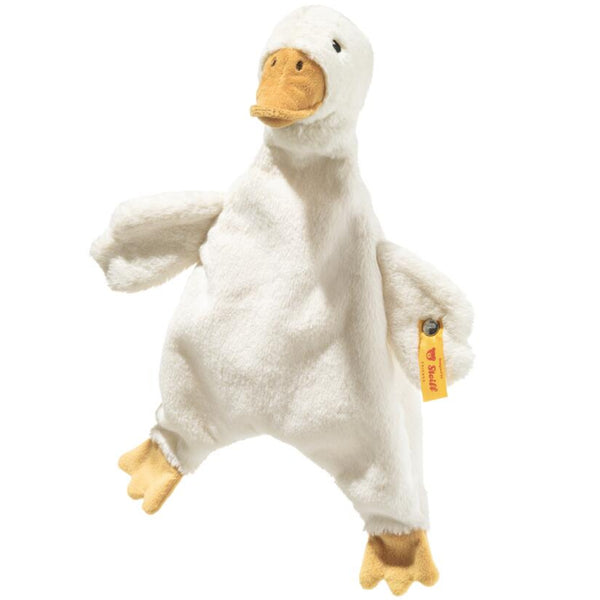 Steiff Gilda Gans 47cm weiß liegend, Soft Cuddly Friends, Kuscheltier Bauernhof Gans, Flauschiges Stofftier zum Spielen & Kuscheln, aus kuschelweichem Plüsch für babysanfte Haut, waschmaschinenfest