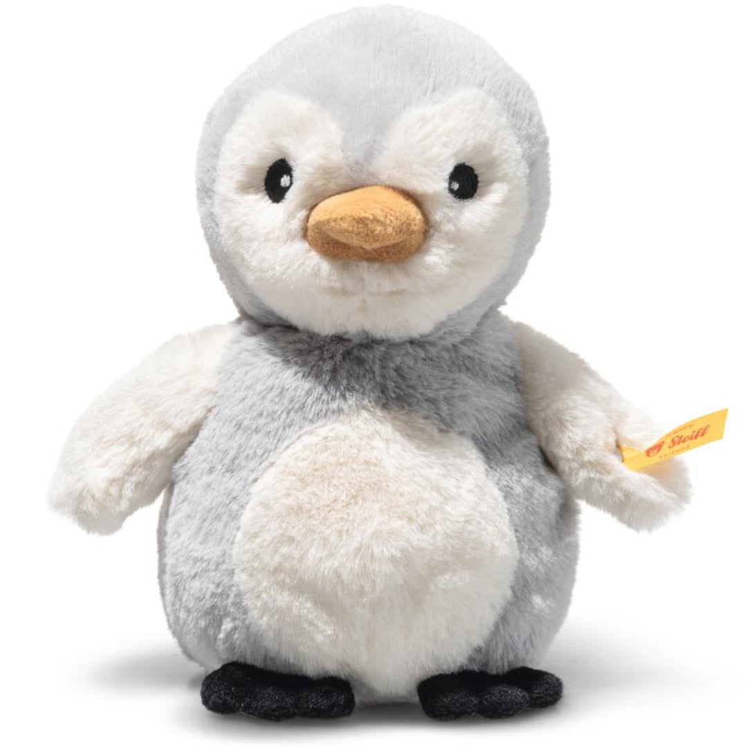 steiff knuffelpinguin met rammelaar lio - grijs - 14 cm | STEI242816 | 1