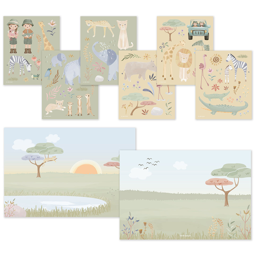 little dutch stickerboek herbruikbaar jim en rosa - safari friends | BT126904 | 3