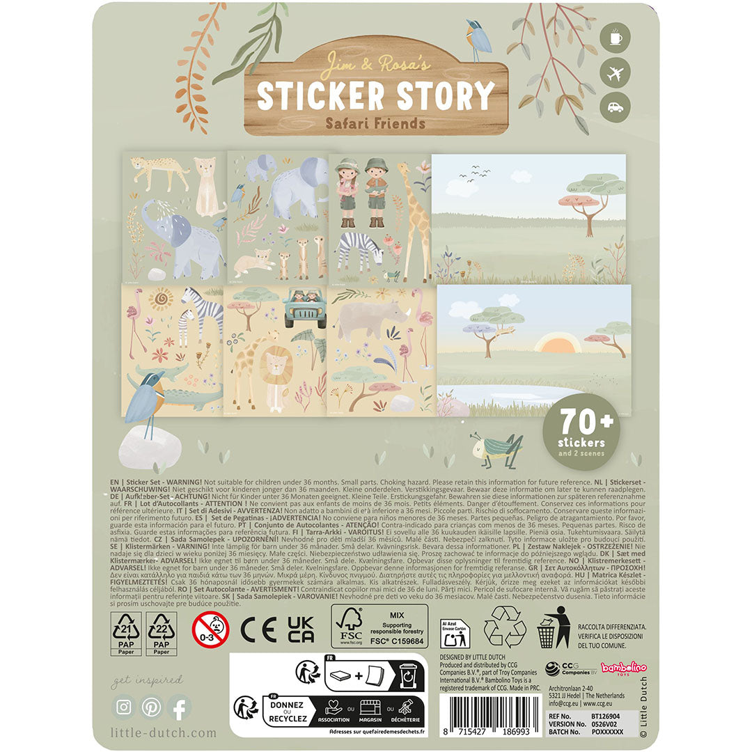 little dutch stickerboek herbruikbaar jim en rosa - safari friends | BT126904 | 2