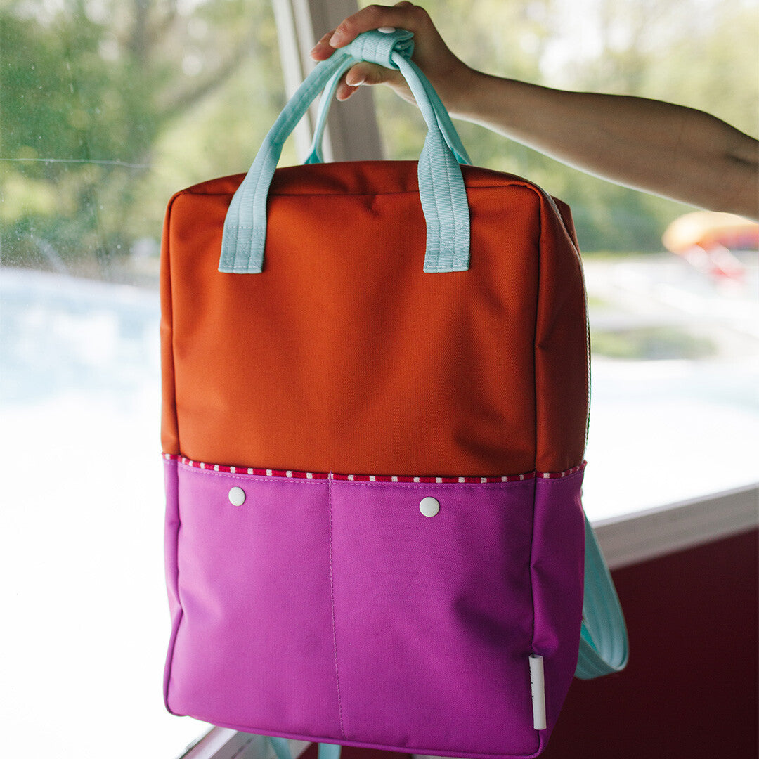 sticky lemon rugzak colourblocking - gravel orange - rosette pink - 38 cm | 1802174 | 2