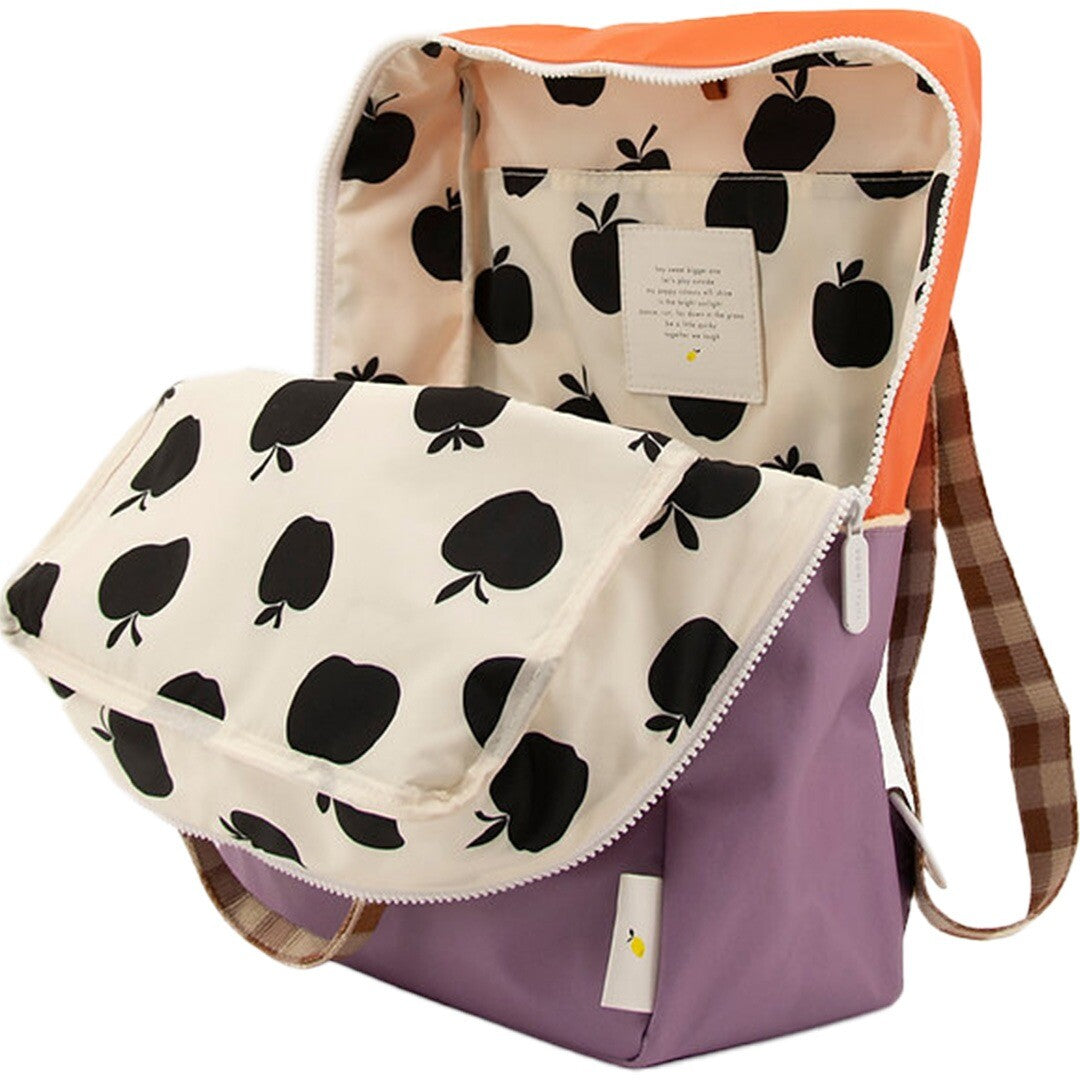 sticky lemon rugzak colourblocking - orange juice - plum purple - schoolbus brown - 38 cm | 1801885 | 2