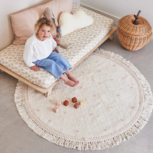tapis petit vloerkleed emma dots - roze - Ø 130 cm   | TC1062 | 1