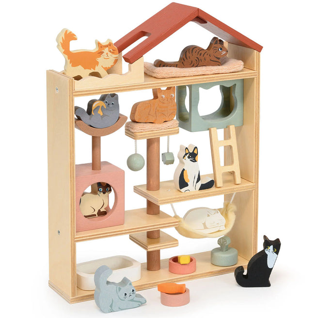 tender leaf toys poppenhuis - katten - 15-delig | 4608169 | 