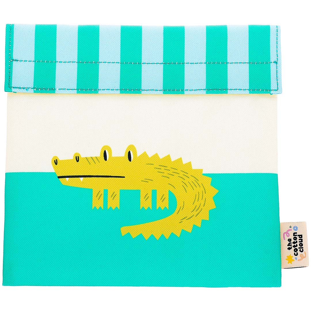 the cotton cloud herbruikbaar lunchzakje croc rock | TTC-SBAG-CROC | 