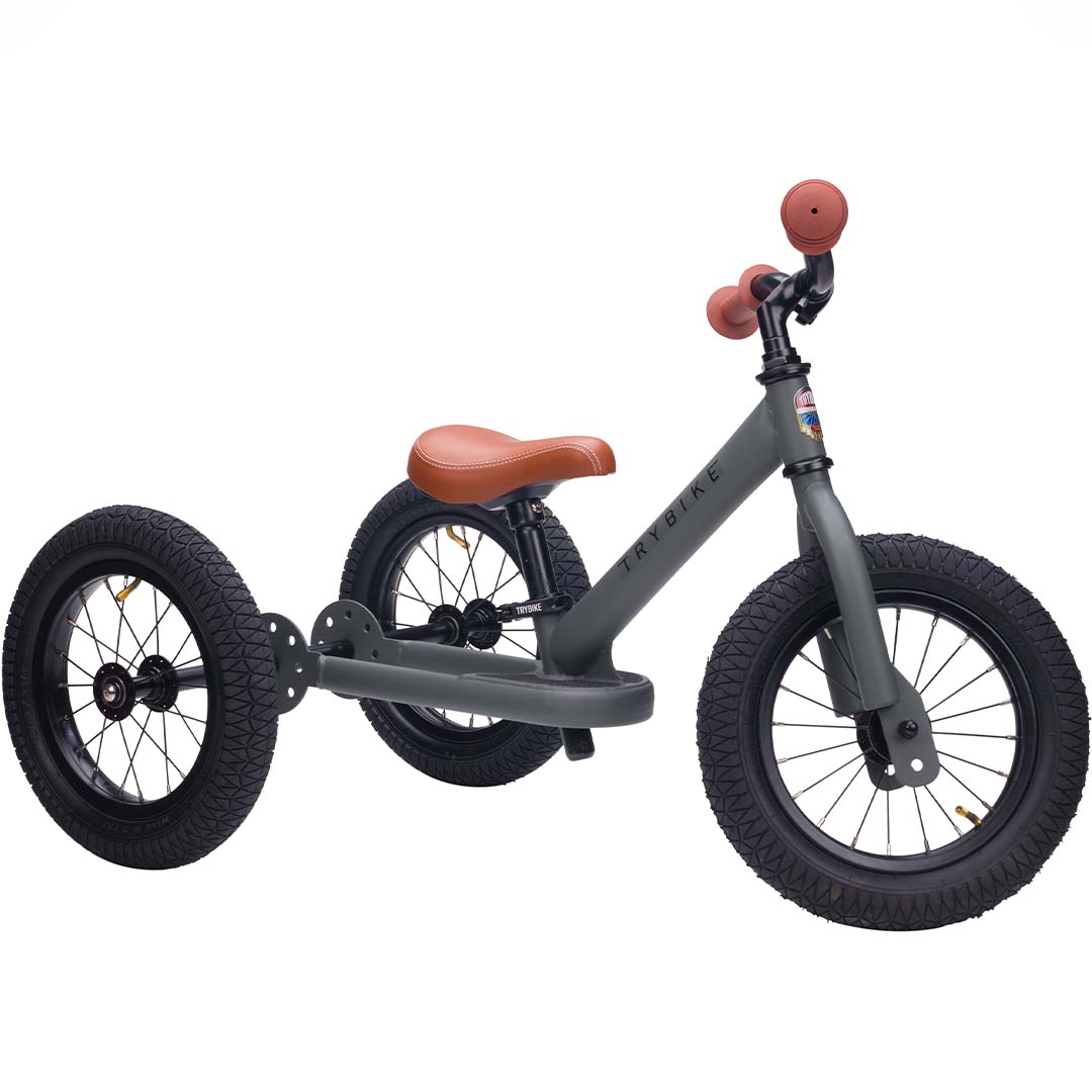 trybike steel 2-in-1 loopfiets grijs mat - bruin  | TBS3-MGRY | 3