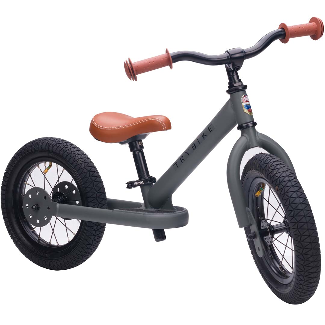 trybike steel 2-in-1 loopfiets grijs mat - bruin  | TBS3-MGRY | 4