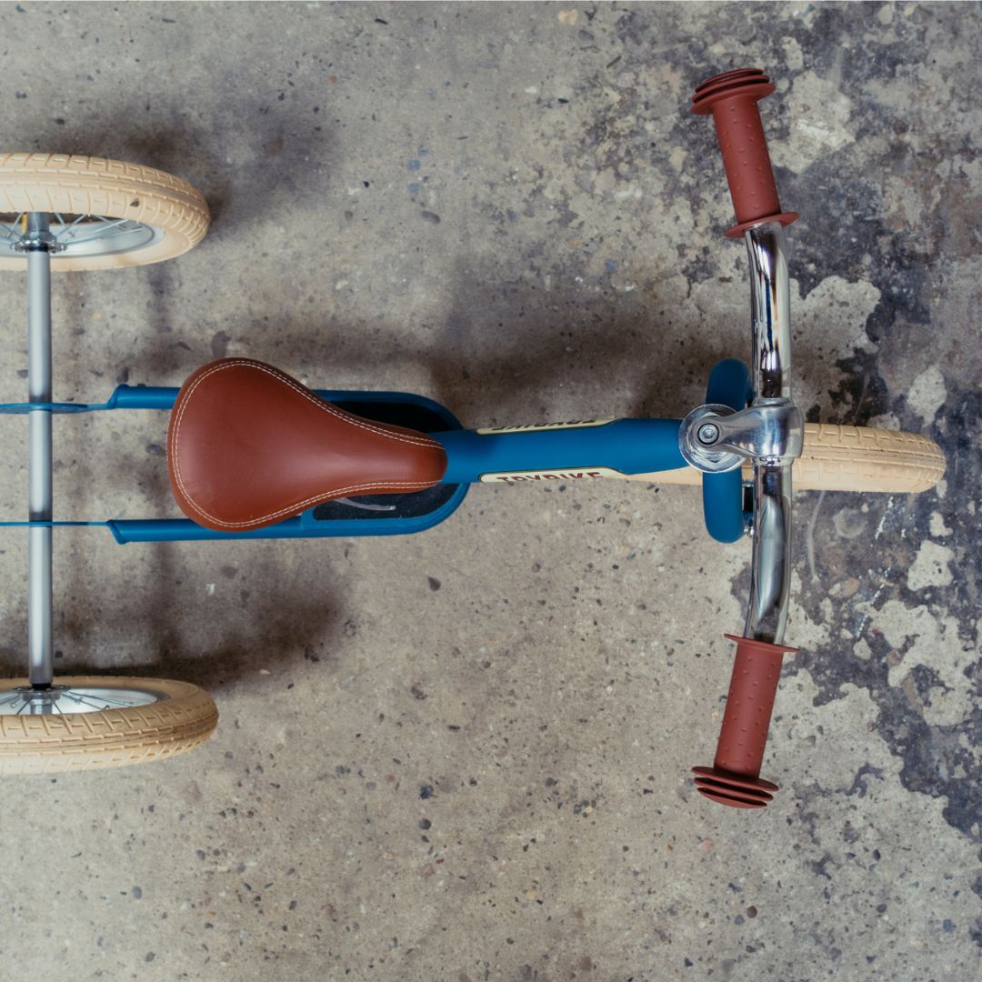 trybike steel 2-in-1 loopfiets vintage blauw mat - bruin  | TBS3-MBLU-VIN | 1