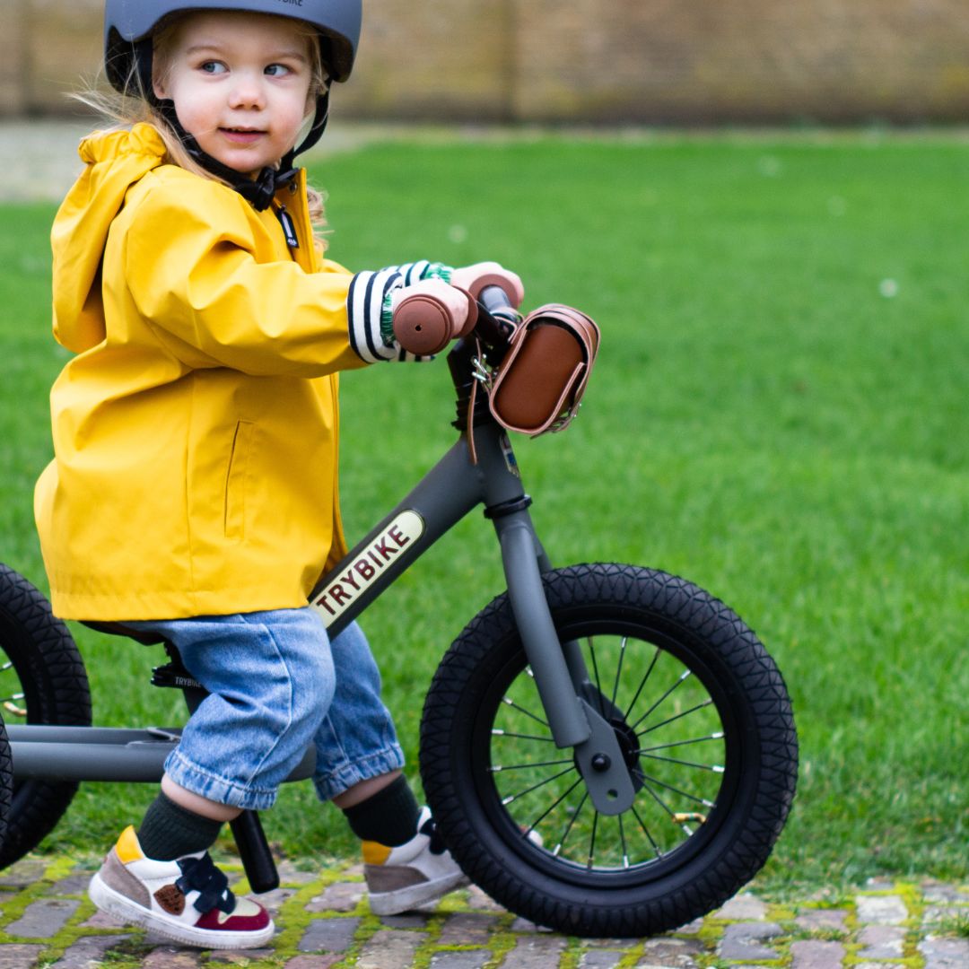 trybike steel loopfiets grijs mat - bruin | TBS2-MGRY | 1