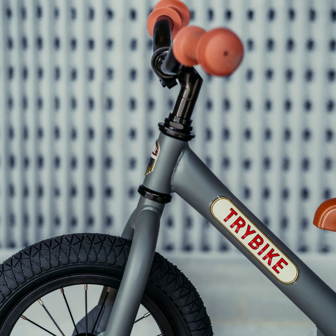 trybike steel loopfiets grijs mat - bruin | TBS2-MGRY | 2