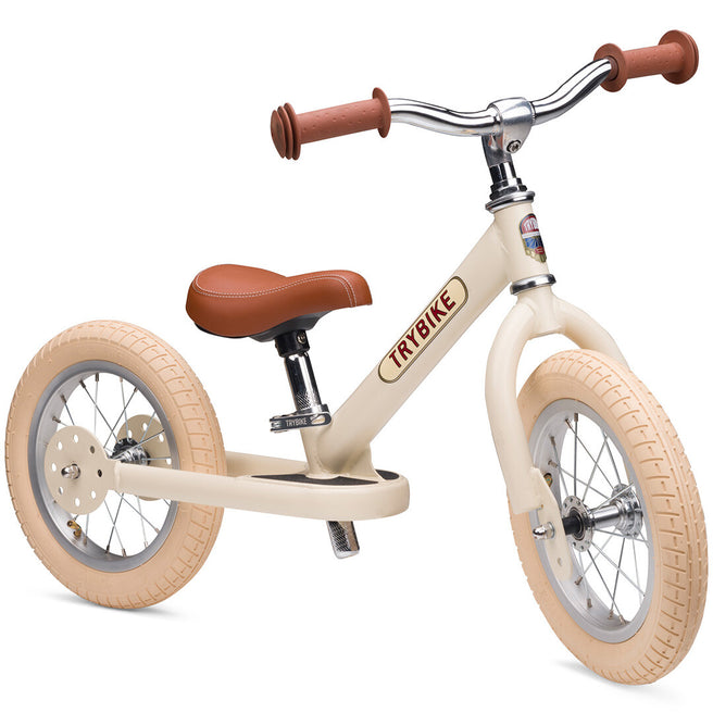 trybike steel loopfiets vintage cream mat - bruin | TBS-2-CRM-VIN | 0