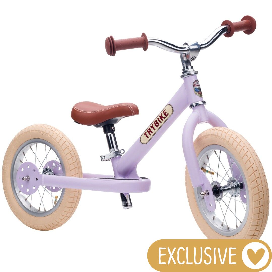 trybike steel loopfiets vintage lila - bruin