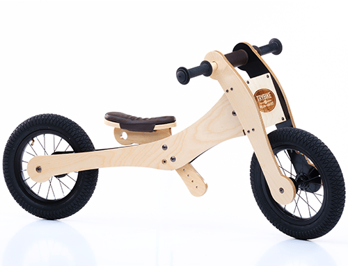 trybike wood 4-in-1 loopfiets - bruin/zwart | TBW-3-BRN | 4