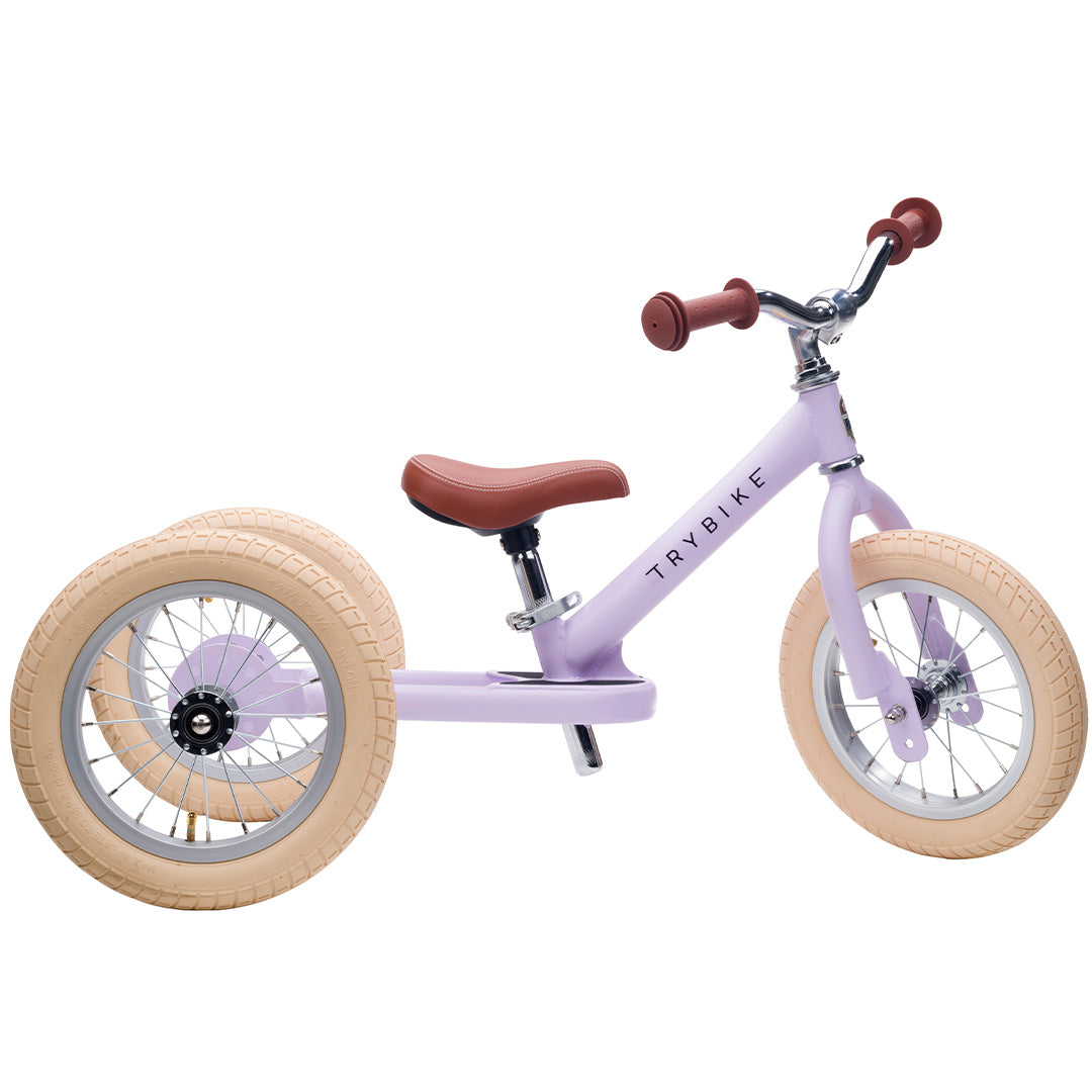 trybike steel 2-in-1 loopfiets vintage lila mat - bruin | tbs3mprlvin | 1
