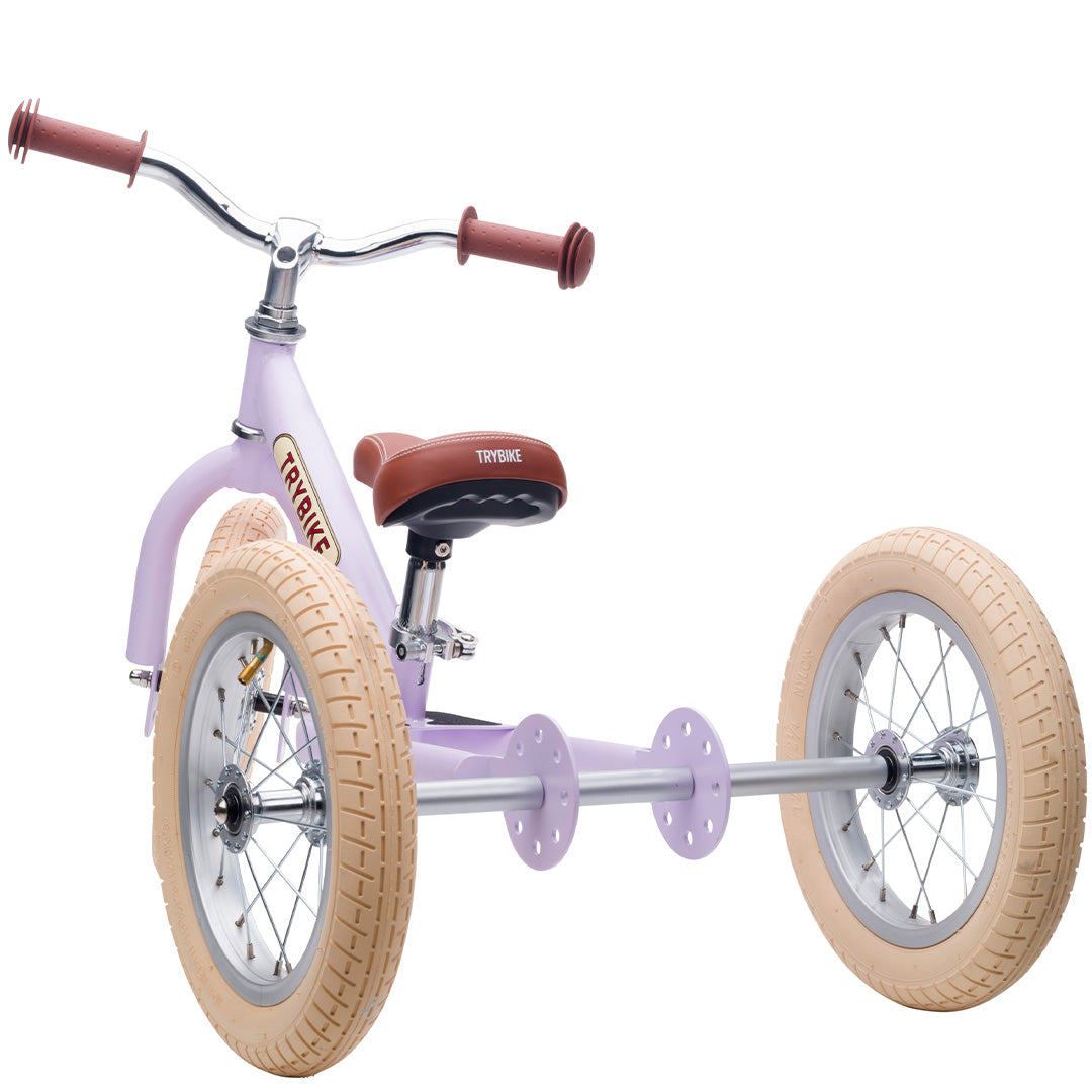 trybike steel 2-in-1 loopfiets vintage lila mat - bruin | tbs3mprlvin | 5