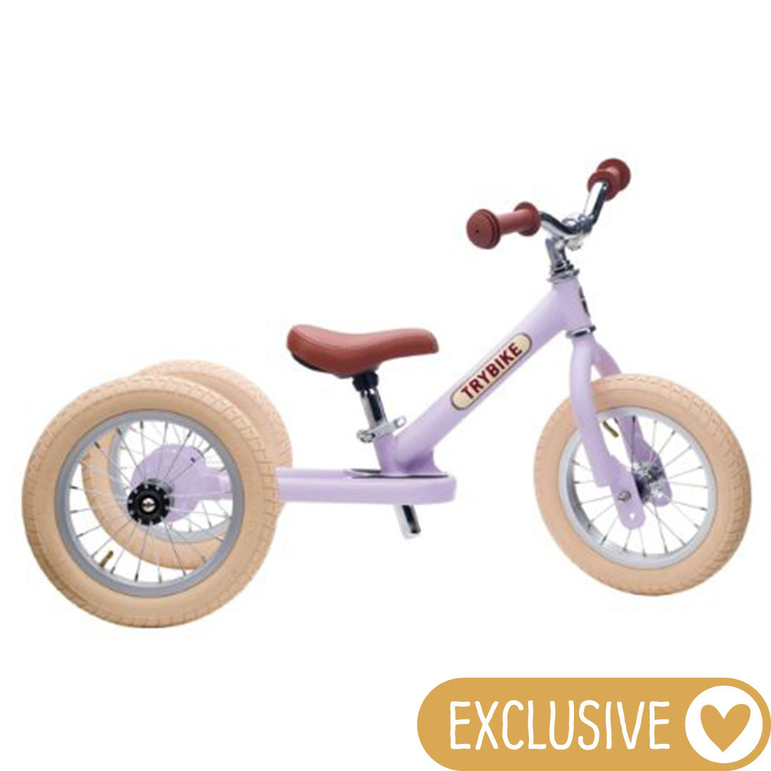 trybike steel 2-in-1 loopfiets vintage paars mat - bruin | tbs3mprlvin | 1