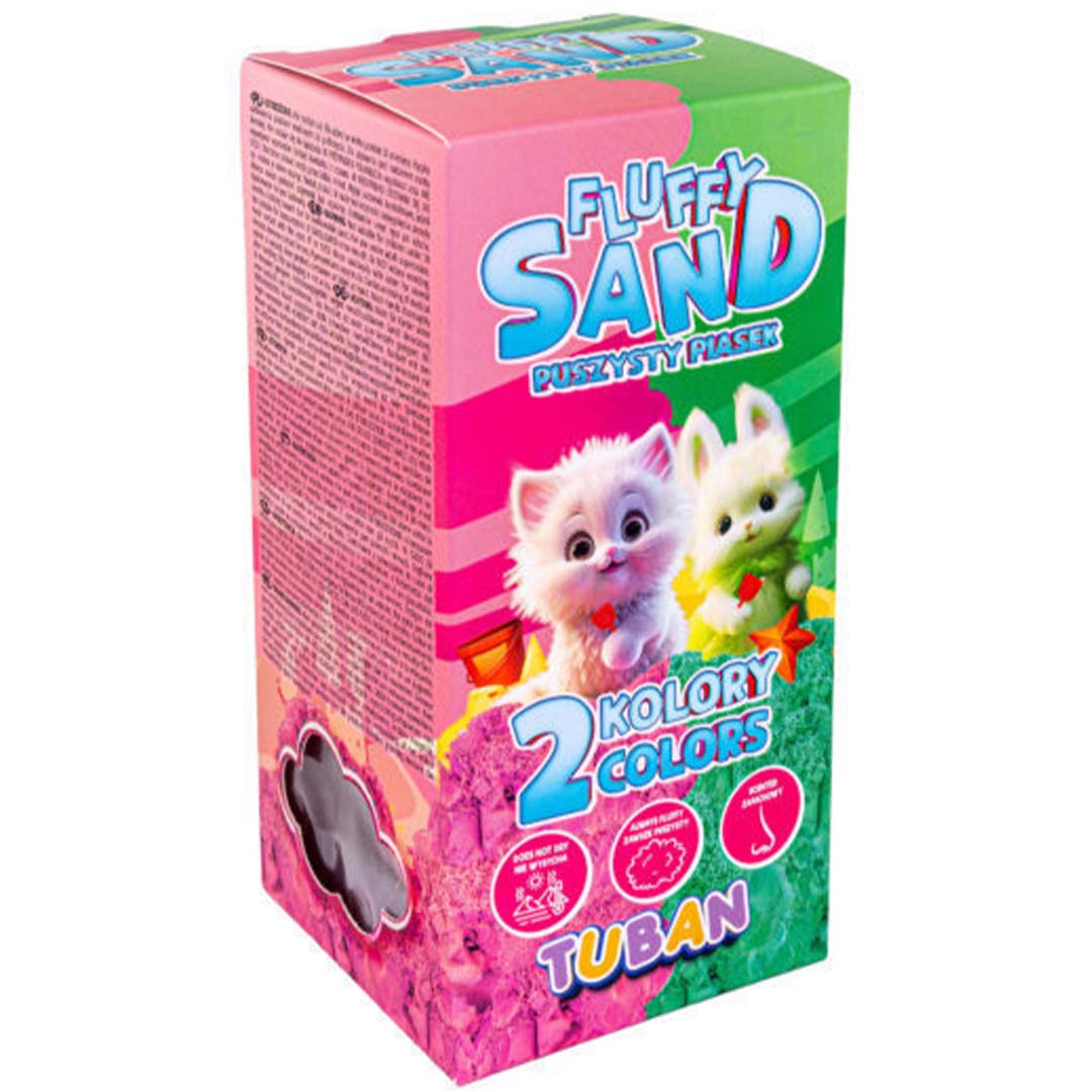 tuban kinetisch zand fluffy - roze en groen - 140 gram | 860TU3789 | 1