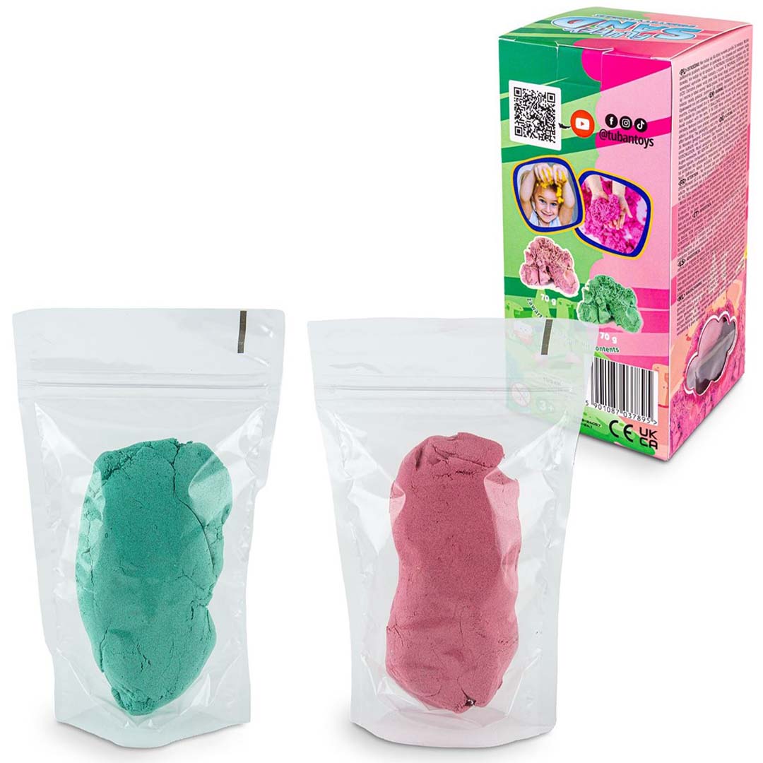 tuban kinetisch zand fluffy - roze en groen - 140 gram | 860TU3789 | 2