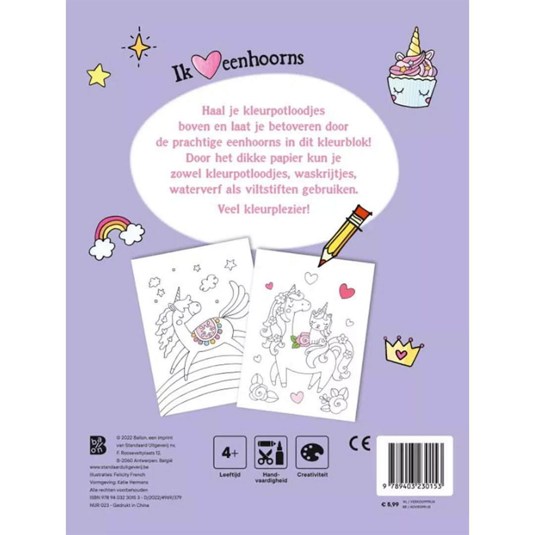 uitgeverij ballon mijn kleurblok - eenhoorns | 1233015 | 2