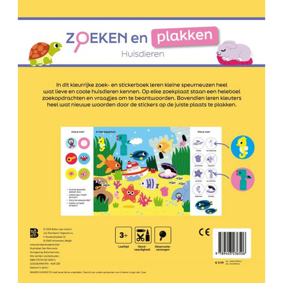 uitgeverij ballon zoeken en plakken - huisdieren | 1233650 | 3