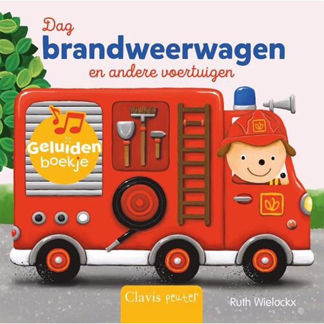 uitgeverij clavis geluidenboek dag brandweerwagen en andere voertuigen | 1
