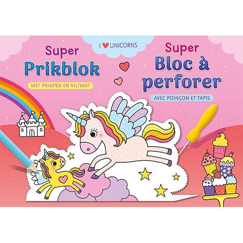 uitgeverij deltas super prikblok - i love unicorns | 0601502 | 0