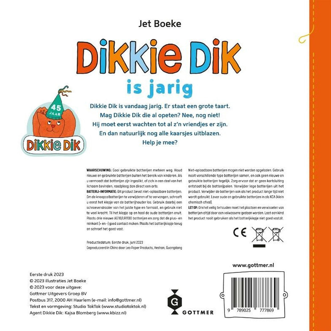 uitgeverij gottmer kartonboek dikkie dik is jarig | 1607786 | 3