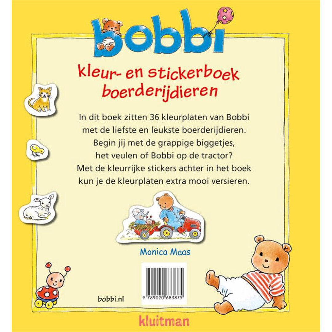 uitgeverij kluitman bobbi kleur- en stickerboek - boerderijdieren | 1418387 | 5