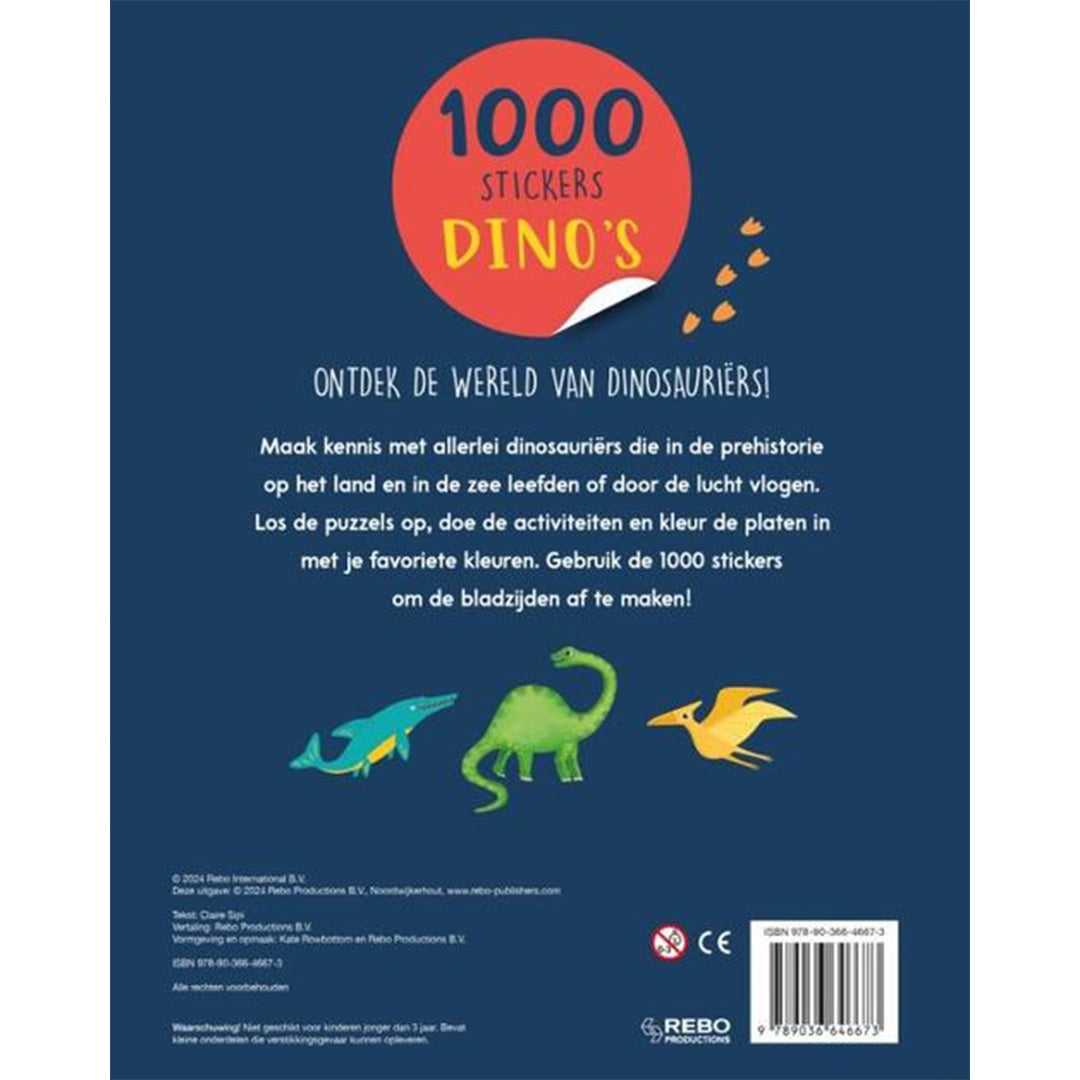uitgeverij rebo activiteintenboek - dino's - 1000 stickers | 6